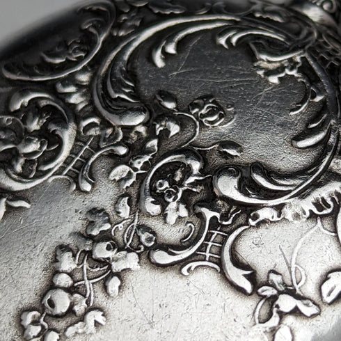 1911年頃 アンティーク ロンジン 懐中時計 彫刻銀側オープンフェース 動作良好