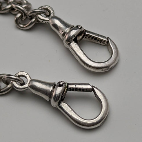 1900 年英國古董純銀雙艾伯特鏈 34 克流蘇飾扣