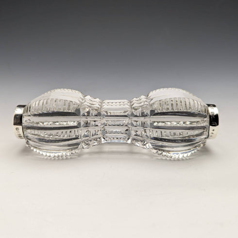 1903 年英國古董切割玻璃刀架一對純銀裝飾 J Gilbert