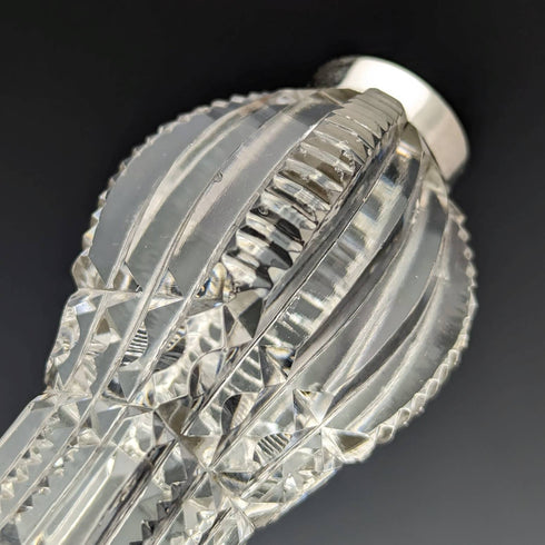 1903 年英國古董切割玻璃刀架一對純銀裝飾 J Gilbert