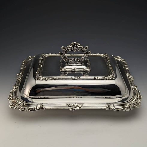 英國古董銀盤方形主菜