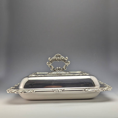 英國古董銀盤方形主菜