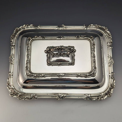 英國古董銀盤方形主菜