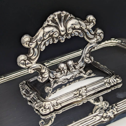 英國古董銀盤方形主菜