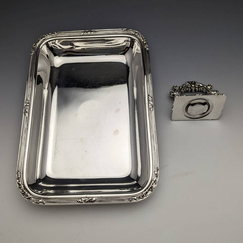 英國古董銀盤方形主菜