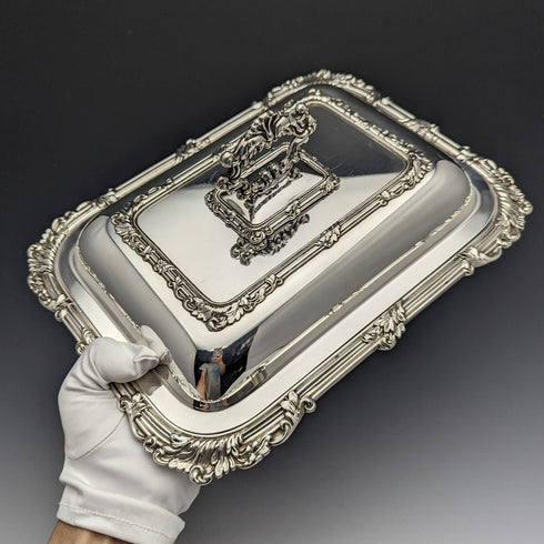 英國古董銀盤方形主菜