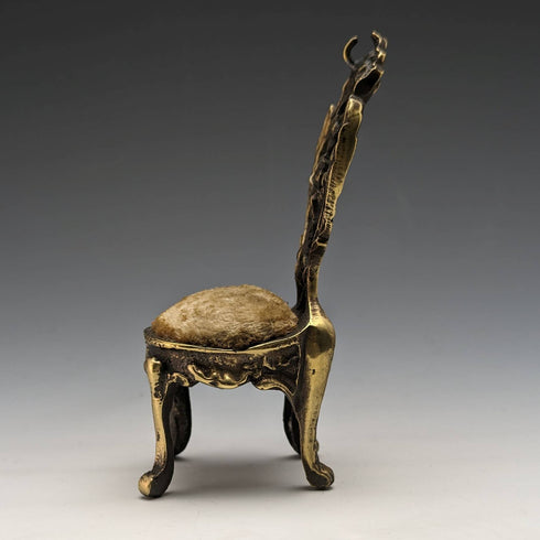 1920s Brass Chair Pocket Watch Holder Brown Seat