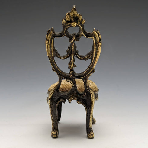 1920s Brass Chair Pocket Watch Holder Brown Seat