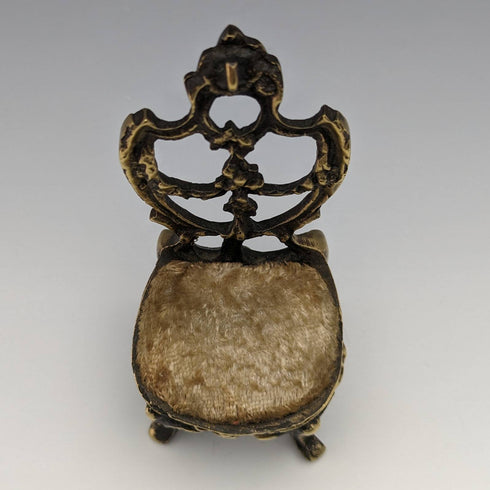 1920s Brass Chair Pocket Watch Holder Brown Seat