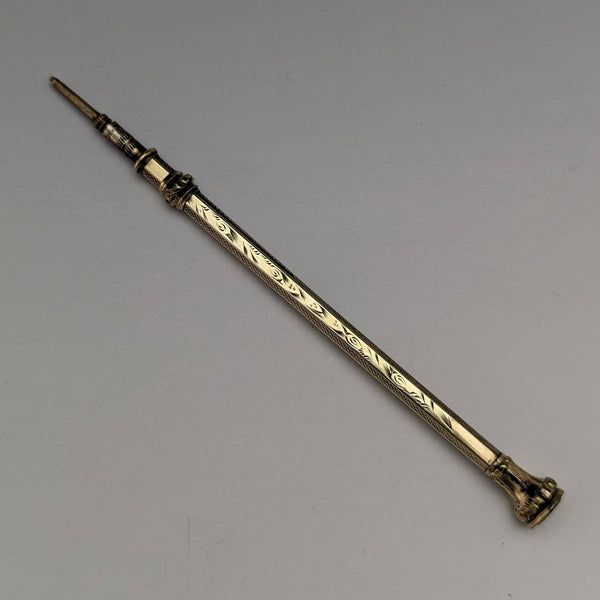 Antique Gold Filled Magic Pencil Cut Glass Decoration Telescoping 75-92mm