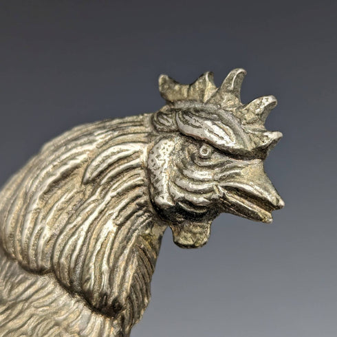 Vintage Pewter Rooster Figurines, Pair