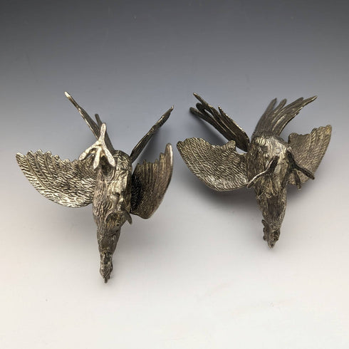 Vintage Pewter Rooster Figurines, Pair