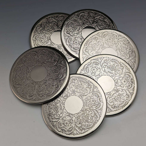 Set of 6 vintage silver-plated coasters
