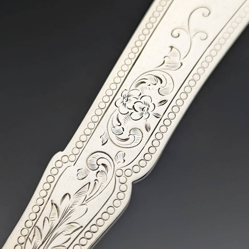 1877年 英国アンティーク 純銀ブレード 白蝶貝ハンドル フィッシュカトラリー 3ペアセット William Hutton