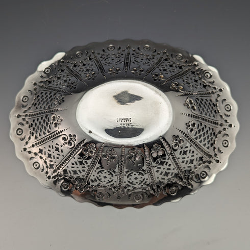 1894年 英国アンティーク 純銀製 ピアス装飾 ボウル/デッシュ 232g Martin Hall