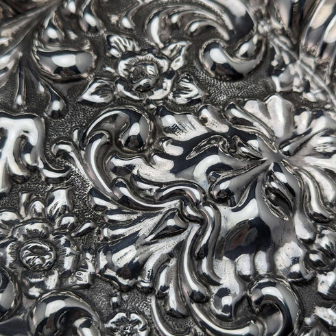 1905 British Antique Sterling Silver Relief Engraving Dressing Table Tray 336g Horrace Woodward