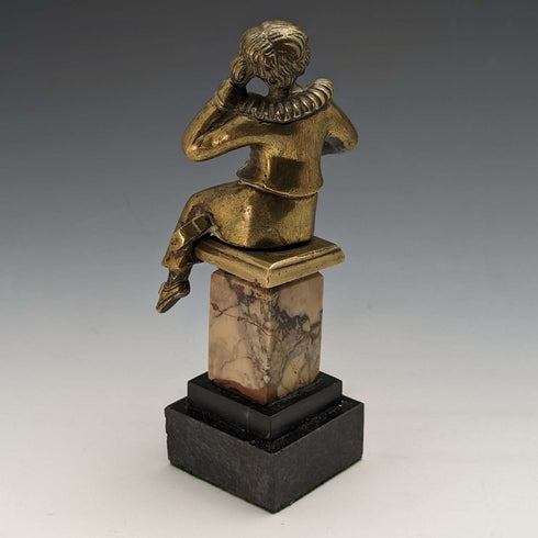 Antique Ormolu & Marble Boy Figurine Pocket Watch Holder Display Stand