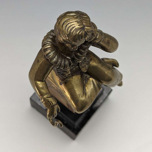Antique Ormolu & Marble Boy Figurine Pocket Watch Holder Display Stand