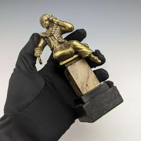 Antique Ormolu & Marble Boy Figurine Pocket Watch Holder Display Stand