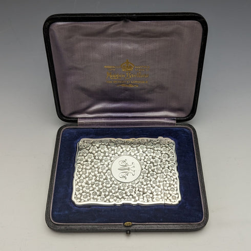 1904 British Antique Sterling Silver Card Case 57g BOX GEORGE UNITE