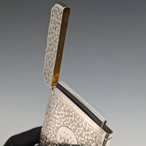 1904 British Antique Sterling Silver Card Case 57g BOX GEORGE UNITE