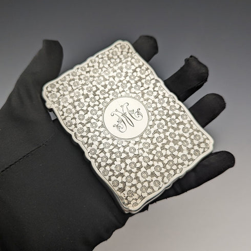 1904 British Antique Sterling Silver Card Case 57g BOX GEORGE UNITE