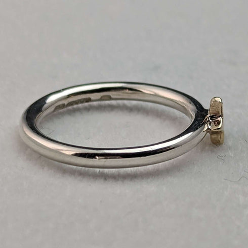 British vintage jewelry 9ct gold star pure silver ring