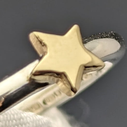 英国ヴィンテージ ジュエリー 9ctゴールドスター 純銀リング
