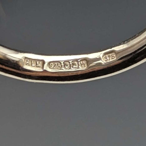 British vintage jewelry 9ct gold star pure silver ring