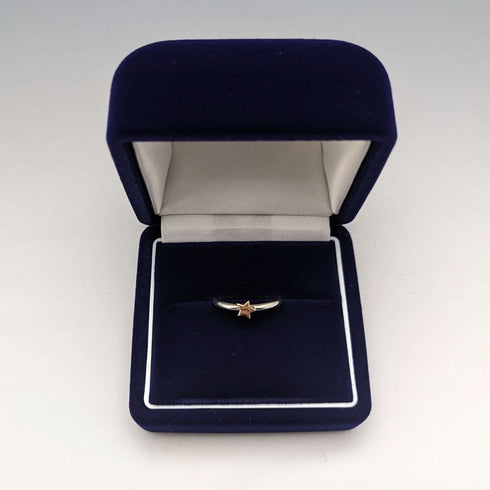 British vintage jewelry 9ct gold star pure silver ring