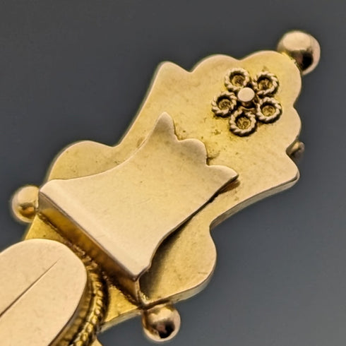 1910年 英国アンティーク 9ctゴールド製 ピンブローチ Thomas Hale