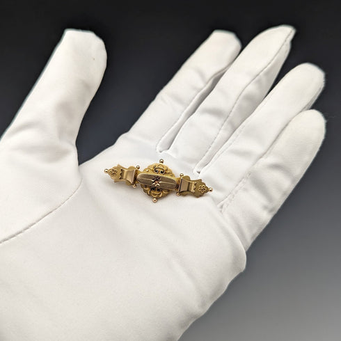 1910年 英国アンティーク 9ctゴールド製 ピンブローチ Thomas Hale