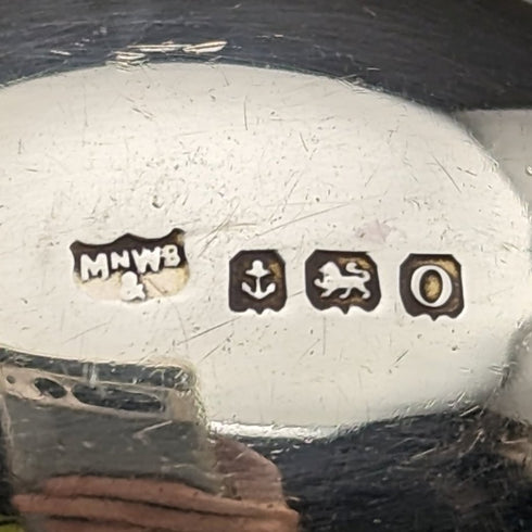 1938年 英国ヴィンテージ エナメル装飾 純銀製ティースプーン6本セット ケース入り MAPPIN and WEBB