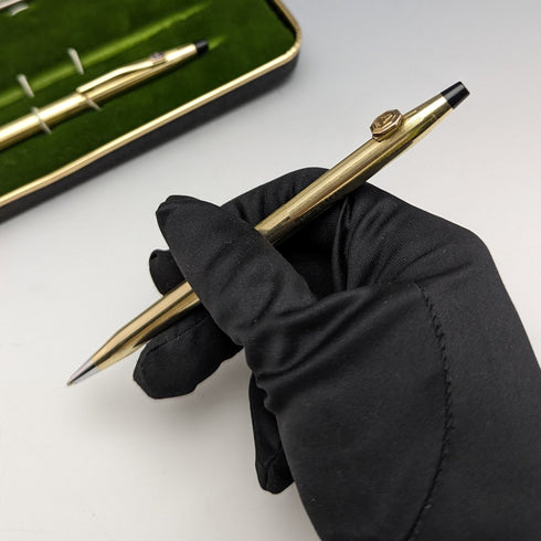 Vintage Cross:CROSS 金色填充圓珠筆/鉛筆套裝,帶備用筆芯