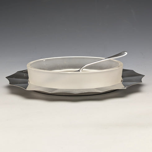 1930年代 英国ヴィンテージ 純銀&グラスインナー バターディッシュ ケース入