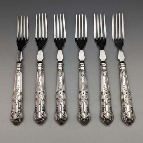 1973 British Vintage Sterling Silver Handle Cutlery 6 Pair Set Boxed Harrison Brothers