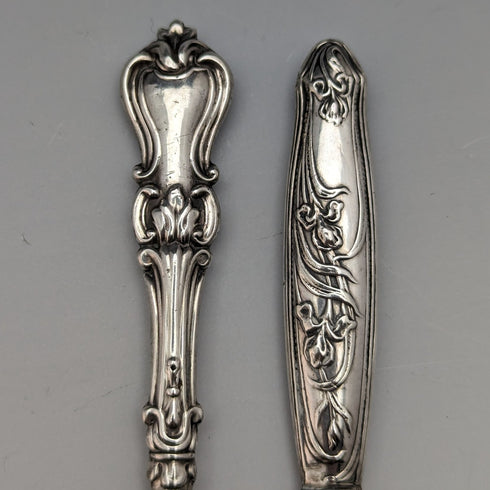 1910年頃 英国アンティーク シルバープレート製ハンドル ボタンフック 9本セット