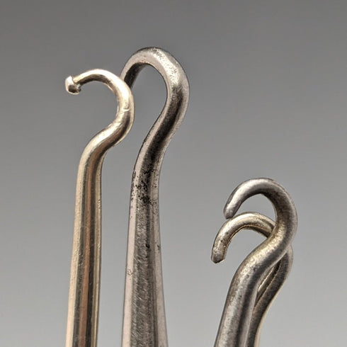 1910年頃 英国アンティーク シルバープレート製ハンドル ボタンフック 9本セット