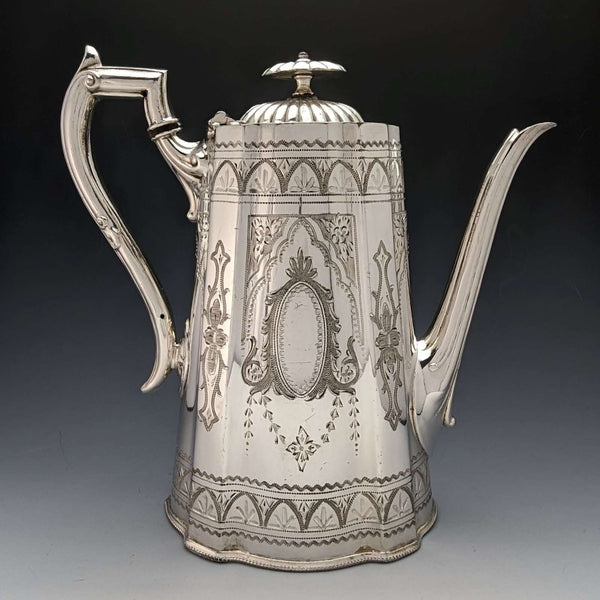 1885 British Antique Britannia Metal Coffee Server William Tyler