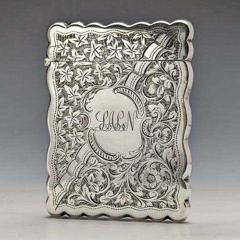 1901 British antique sterling silver card case 58g GEORGE LOVERIDGE