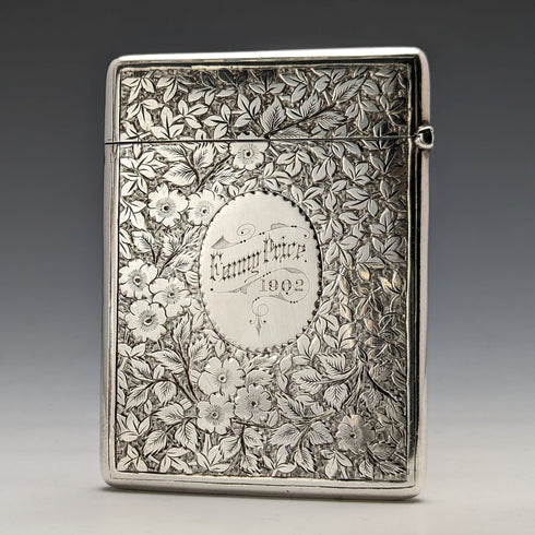 1900 British antique sterling silver card case 74g DEAKIN and FRANCIS