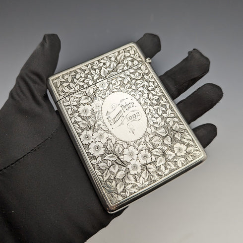 1900 British antique sterling silver card case 74g DEAKIN and FRANCIS