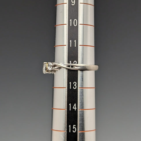 英国ヴィンテージジュエリー キュービックジルコニア 純銀&9ctゴールドリング 指輪