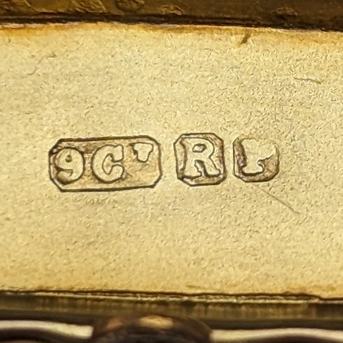 1875 年左右英國古董 9 克拉黃金小鳥裝飾別針胸針盒裝