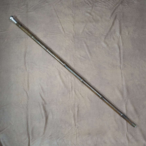1918年 英国アンティーク 紳士用ステッキ 竹軸 純銀製 丸ハンドル 91cm