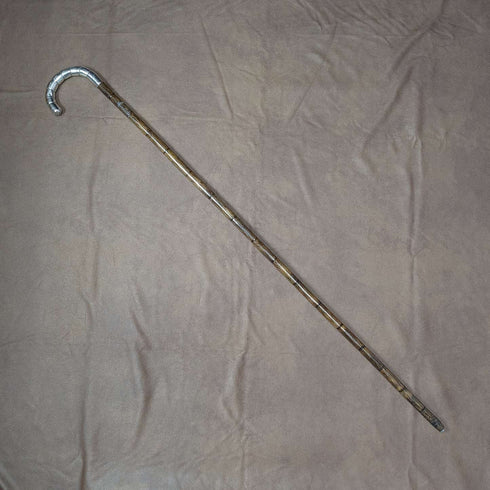 1910年左右 英國古董 細身手杖 純銀彎曲手柄 86cm