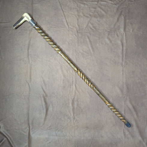 1895年左右 英國古董 紳士用手杖 鹿角拐杖把手 扭轉軸 85cm