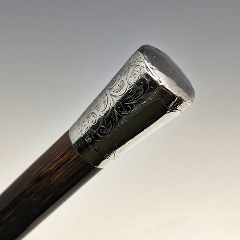 1932年 英國復古 紳士用雨傘 織紋 純銀製 圓形手柄 87cm