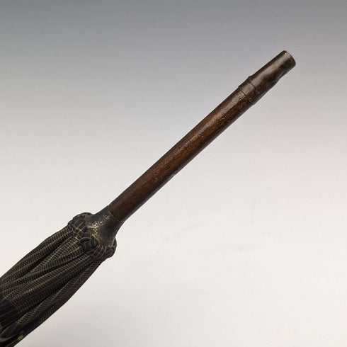 1932年 英国ヴィンテージ 紳士用アンブレラ 織柄 純銀製 丸ハンドル 87cm