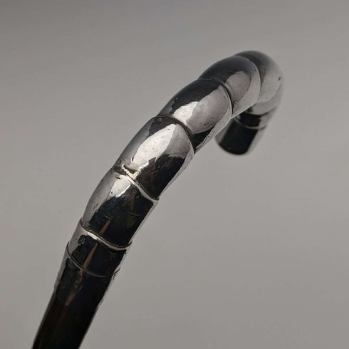 1910年左右 英國古董 細身手杖 純銀彎曲手柄 86cm